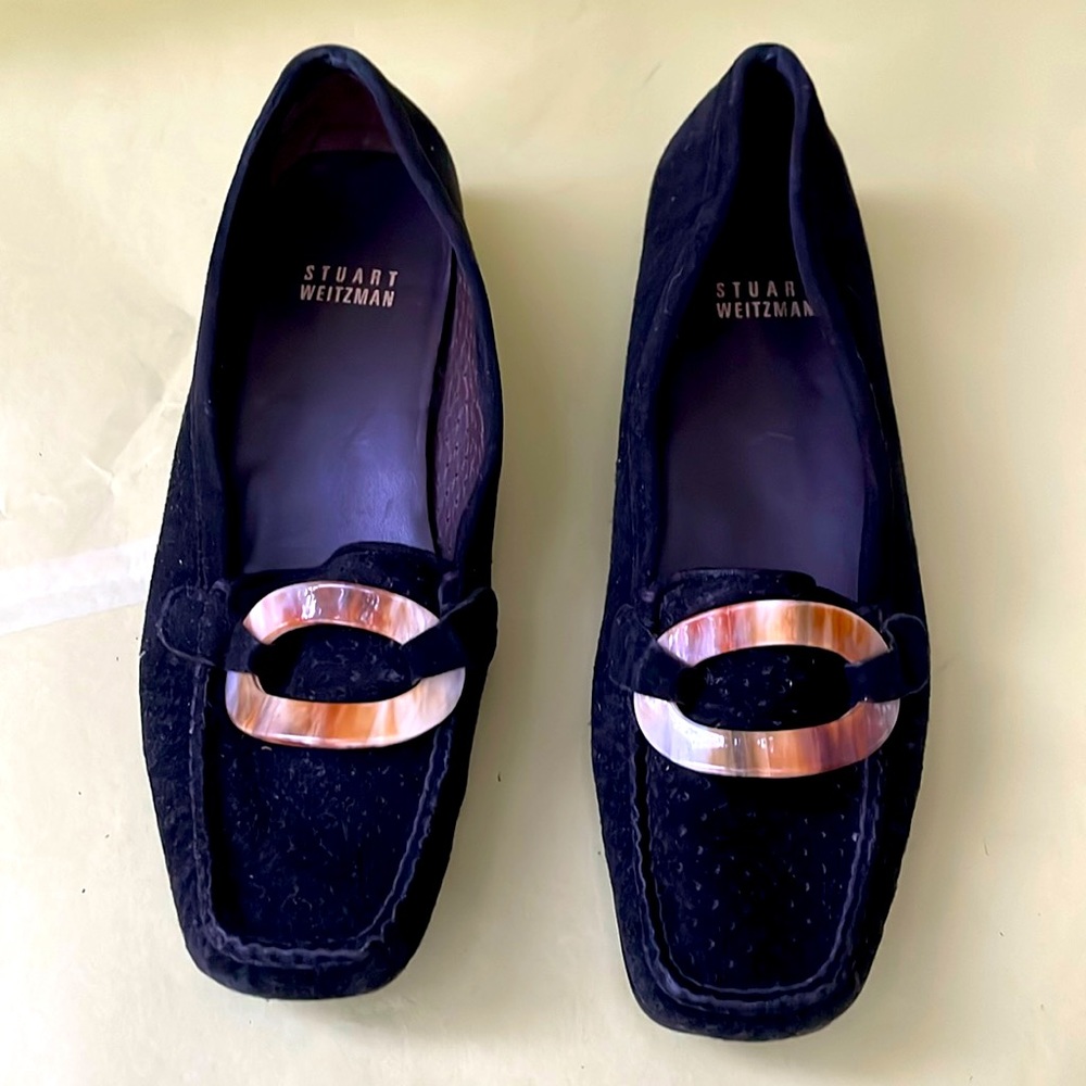Black Stuart Weitzman suede leather loafers